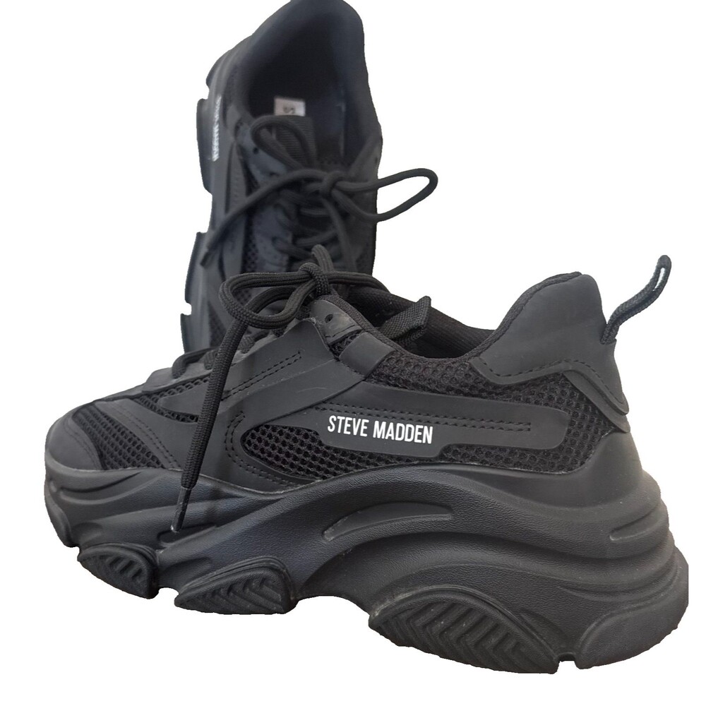 Steve Madden Black Chunky Platform Sneakers Athletic Shoes Size 6 Possession